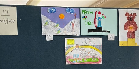 Powiększ grafikę: Trzy plakaty z pracami , które zajeły trzecie miejsce w konkursie plastyczno-sportowym pt. Igrzyska Olimpijskie