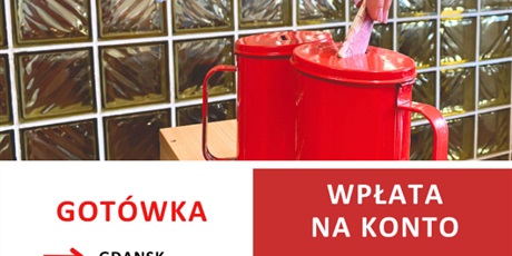 Powiększ grafikę: na zdjęciu puszki i informacja o wpłatach na rzecz powodzian