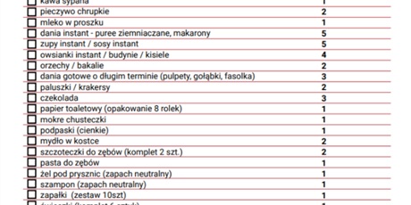 Powiększ grafikę: lista potrzebnych rzeczy dla powodzian